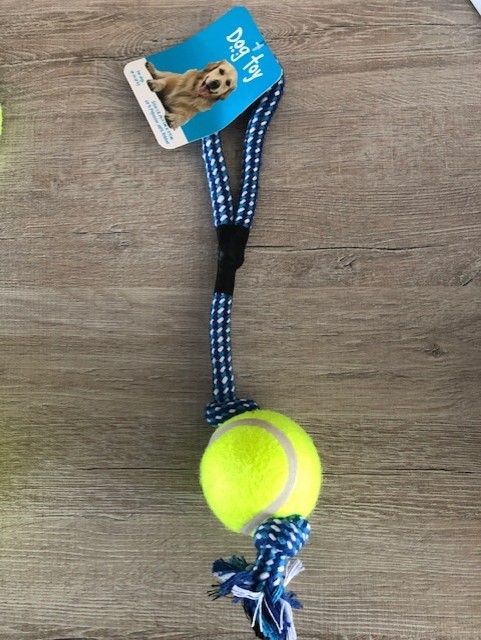 Tennisbal met touw