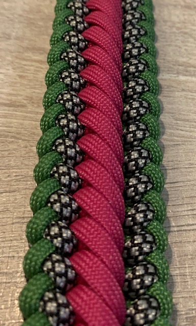 paracord halsband: Groen-Roze 42-45 cm