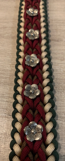 Paracord Halsband: Bordeaux met bloem 45- 48 cm