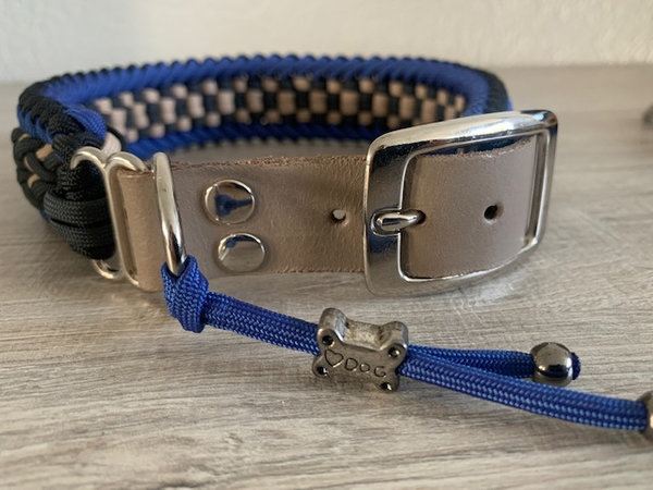 Paracord Halsband; Bruin-blauw 47-51 cm