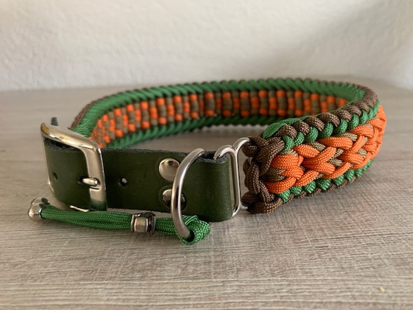 Paracord Halsband: Oranje-Groen 51-54 cm