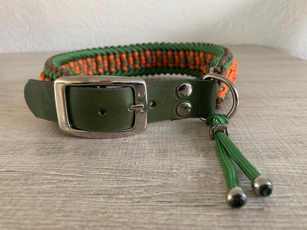 Paracord Halsband: Oranje-Groen 51-54 cm