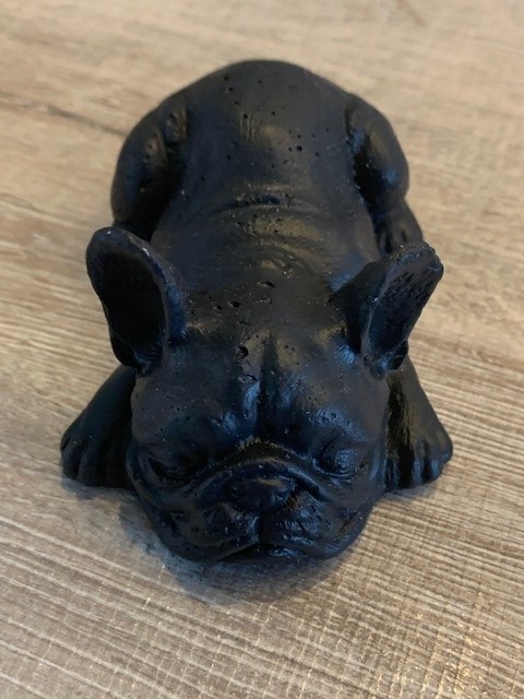 Betonnen beeld: Franse Bulldog; 12,5x8x5,5 cm; Zwart