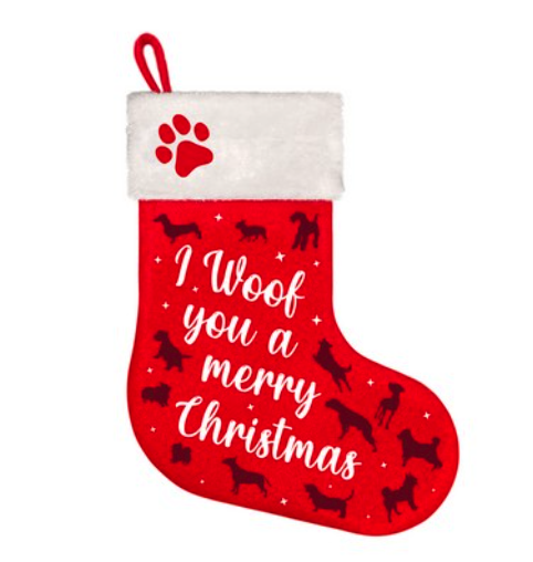 Kerstsok: Woof Christmas Rood
