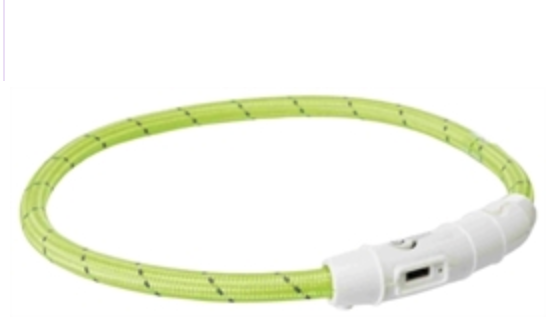 Trixie lichthalsband USB TPU/Nylon Groen, nekomvang 35, 45 of 65 (verstelbaar)