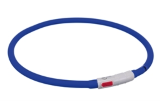 Trixie lichthalsband USB, Siliconen, blauw, 70 cm nekomvang (verstelbaar)