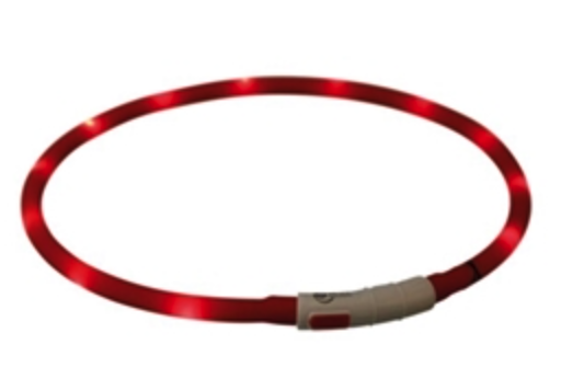 Trixie lichthalsband USB, Siliconen, rood, 70 cm nekomvang (verstelbaar)